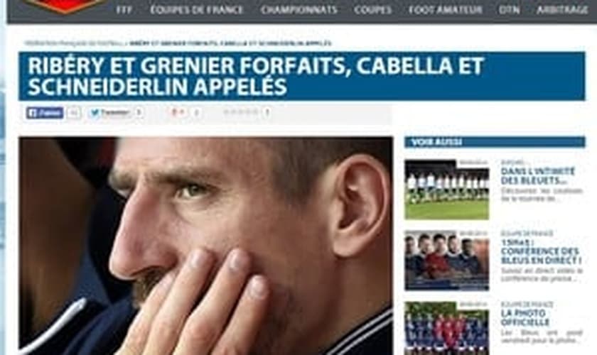 Federação Francesa anuncia corte de Ribéry 