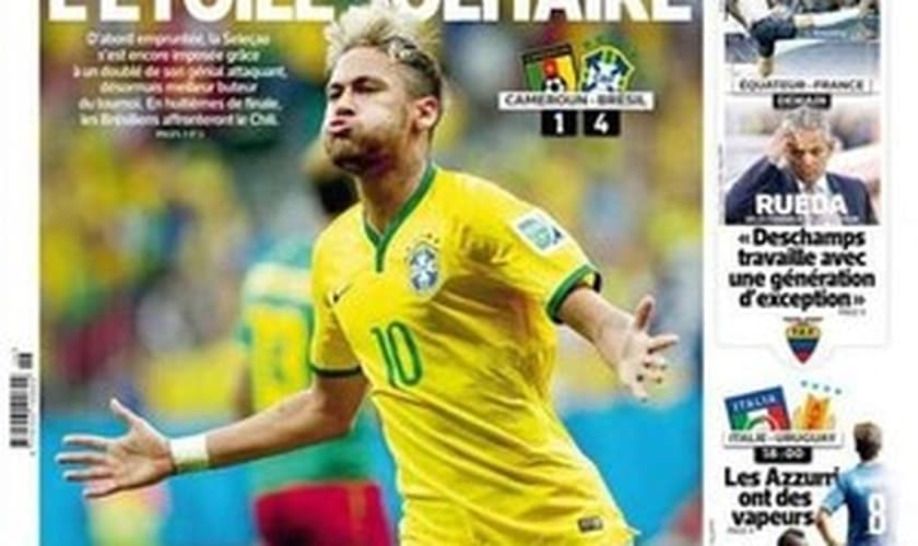 Neymar é a capa do L´Equipe após decidir para o Brasil contra Camarões