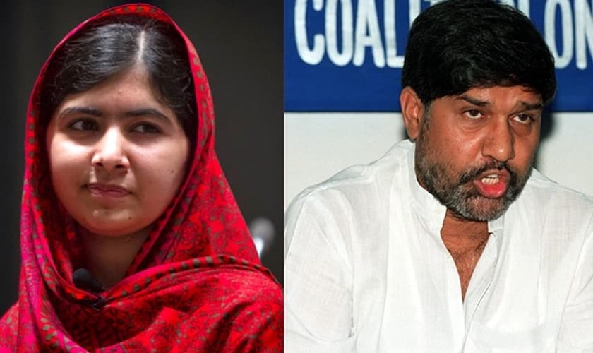 A paquistanesa Malala e o indiano Kailash Satyarthi, em fotos de 2014 e 1999, respectivamente