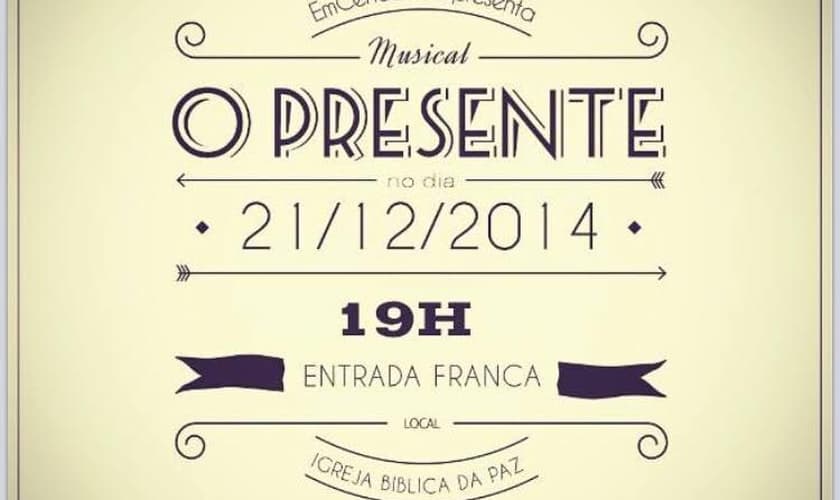 Igreja Bíblica da Paz apresentará o musical de Natal "O Presente"