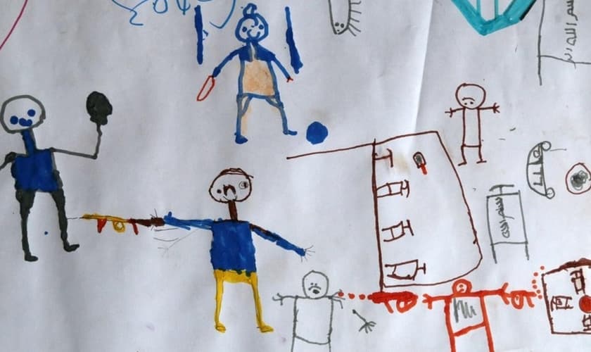 Desenho de uma criança nigeriana vítima do Boko Haram