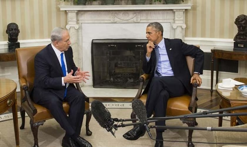 O presidente americano Obama recebeu o premiê israelense Benjamin Netanyahu na Casa Branca. (Foto: AFP Photo/Saul Loeb)