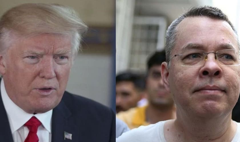 Donald Trump (esquerda) tem pedido repetidamente a libertação do pastor Andrew Brunson (direita), atualmente detido na Turquia. (Foto: CBN News)