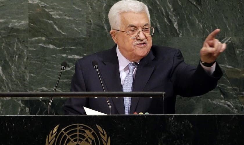 Presidente da Autoridade Palestina, Mahmoud Abbas, na Assembleia Geral das Nações Unidas. (Foto: AP/Seth Wenig)
