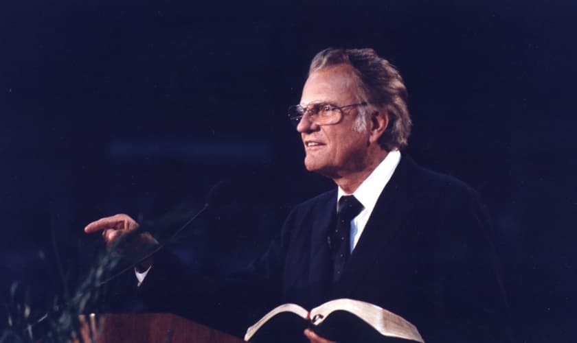 Billy Graham durante uma cruzada em Albany, Nova York, em 1990. (Foto: Associação Evangelística Billy Graham)