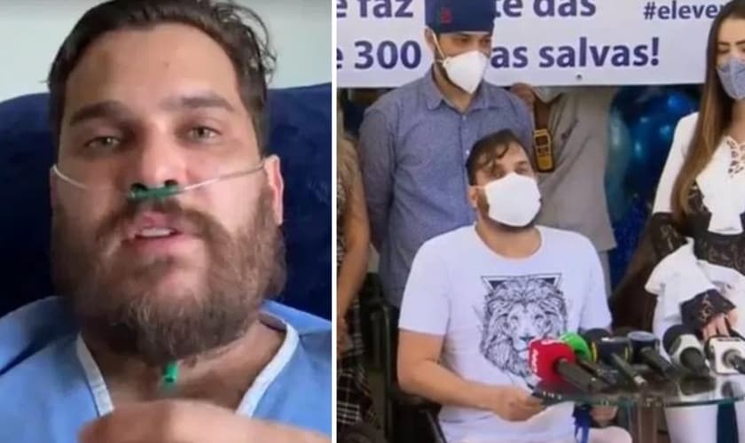 O sertanejo Cauan: internado e no momento da alta após Covid-19. (Foto: Reprodução/Veja)