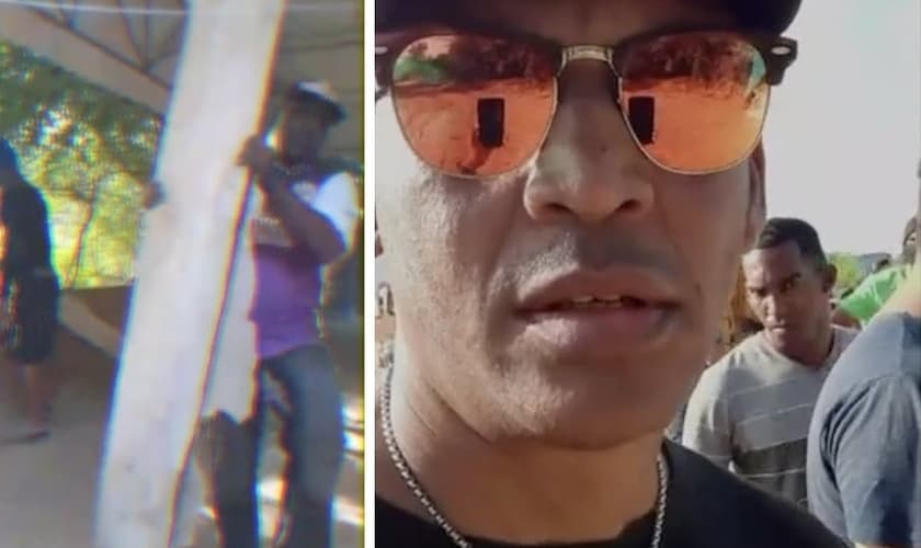 O pastor Alain Toledano (direita) denunciou a demolição da Igreja das Assembleias de Deus, em Santiago de Cuba. (Imagem: Facebook)