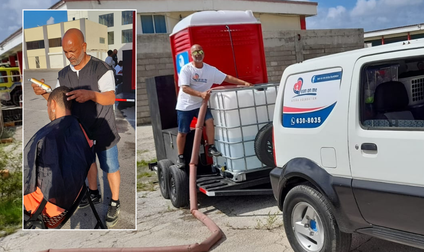 Francis Lacle acoplou um banheiro químico em seu carro e sai pelas ruas de Aruba para servir os sem-teto. (Arquivo pessoal)