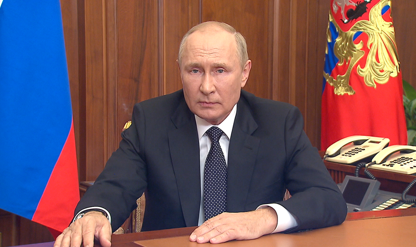Vladimir Putin em discurso à nação russa. (Foto: Kremlin/Presidential Executive Office)