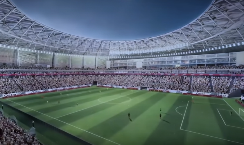 Um dos estádios da Copa do Mundo, no Catar. (Captura de tela/YouTube/Buildr)