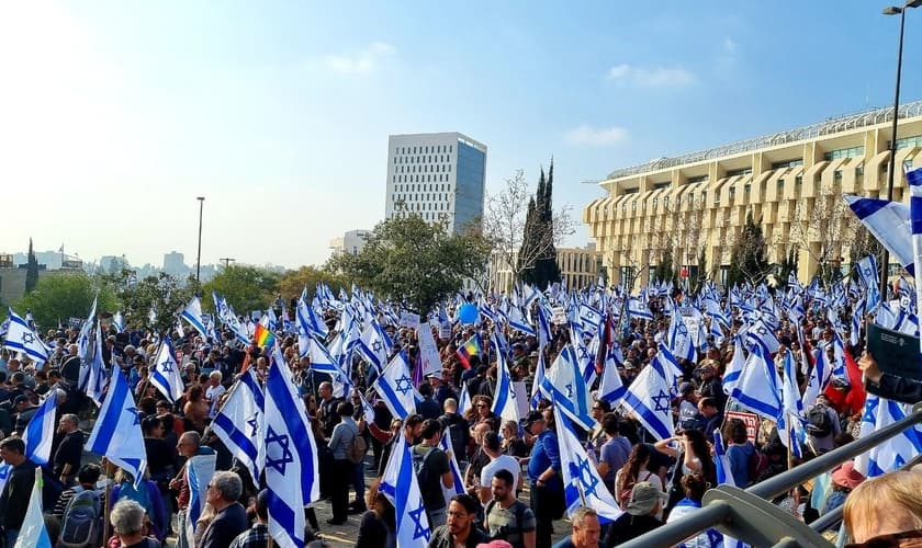Protestos em Israel contra a reforma judicial. (Foto: Reprodução/Wikimedia Commons/Hanay)