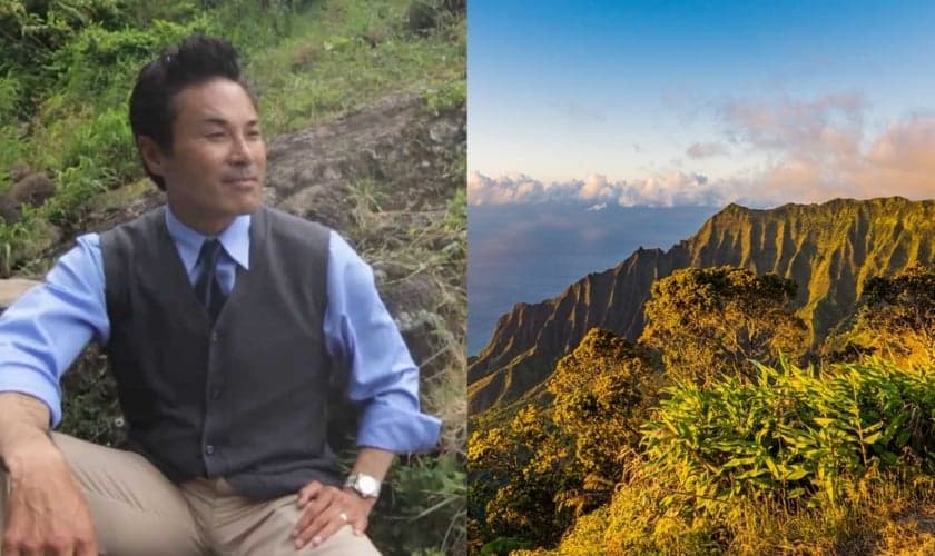 Ao cair de uma montanha no Havaí, Danny Yamashiro sofreu lesões cerebrais e ficou em coma. (Foto: Reprodução/YouTube/GoodLife Today Media/Unsplash/Benjamin Rascoe).