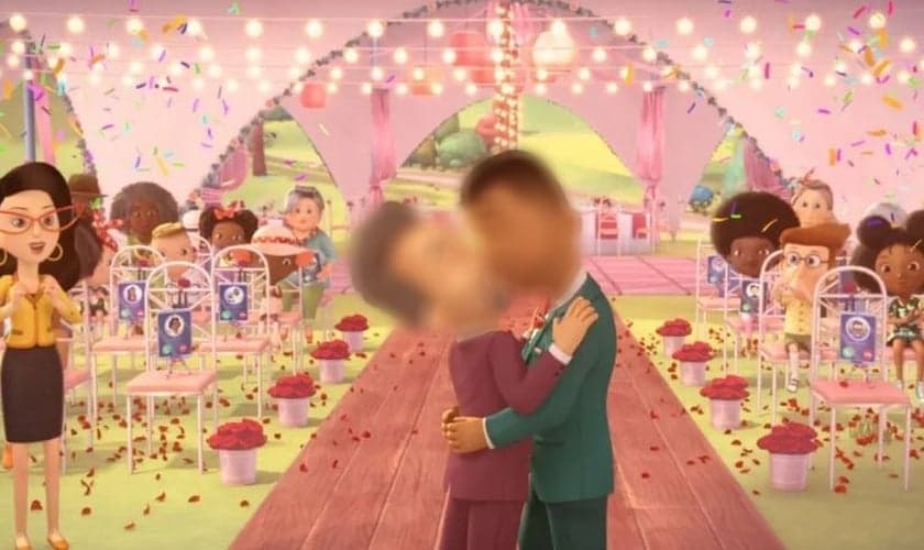 Cena do casamento gay na animação Ada, Batista, da Netflix. (Imagem: Divulgação/Netflix)