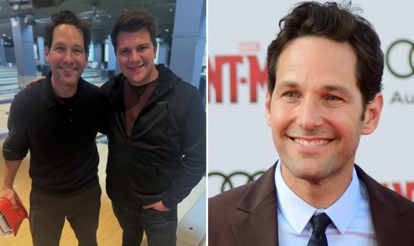 Paul Rudd e o pastor Dylan Novak. (Foto: Reprodução/Instagram/Dylan Novak/Wikimedia Commons/Culver City, EUA)