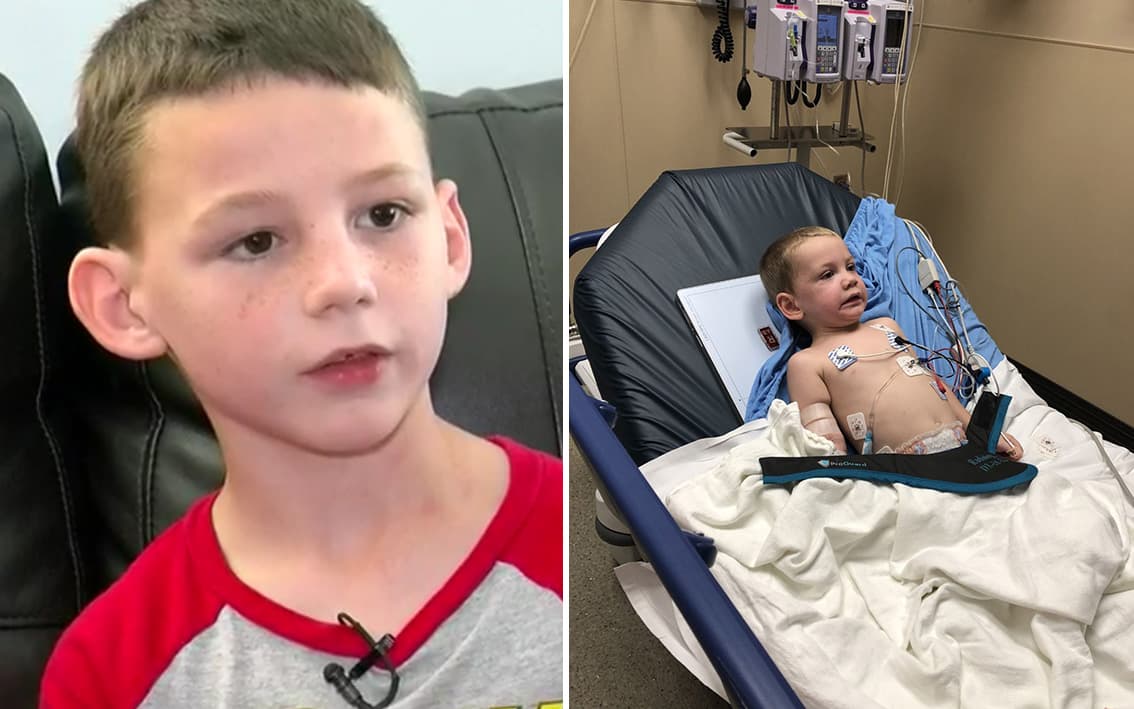Konnor (à esquerda) e Rylan (à direita) que ficou internado por dois dias em um hospital. (Foto: Reprodução/WAFB News)