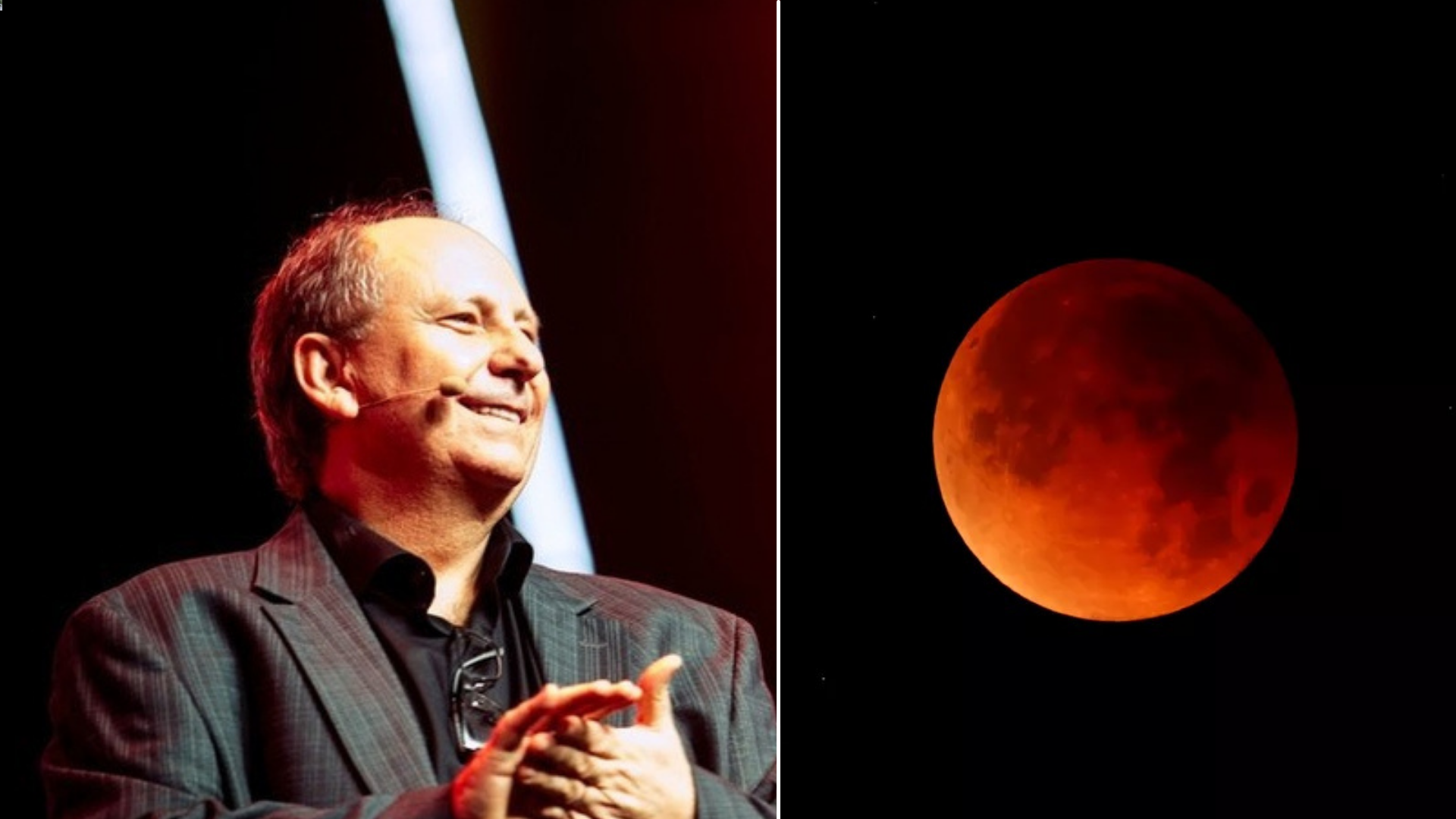 Fenômeno Lua de Sangue e Pr. Lamartine Posella. (Foto: Reprodução / YouTube)