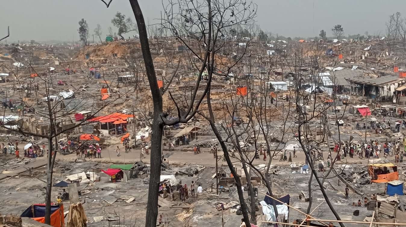 Panorama do campo de refugiados em Cox's Bazar, após incêndio. (Foto: Word Vision)