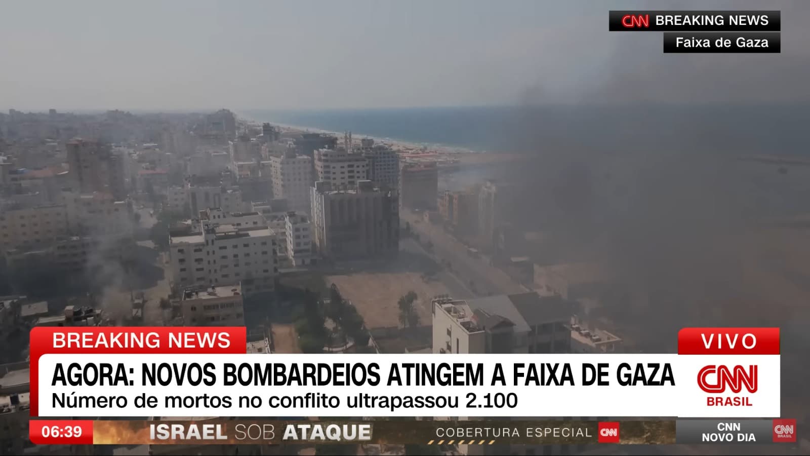 Cenário de guerra na Faixa de Gaza. (Captura de tela/YouTube CNN Brasil)