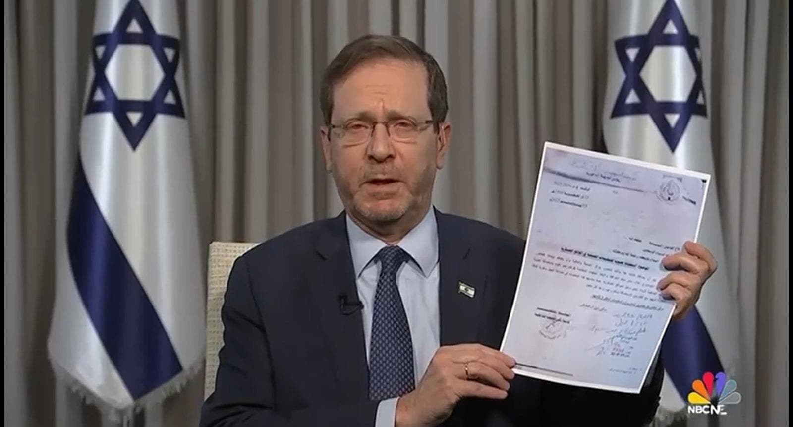 Presidente de Israel, Isaac Herzog. (Captura de tela: Vídeo NBC)