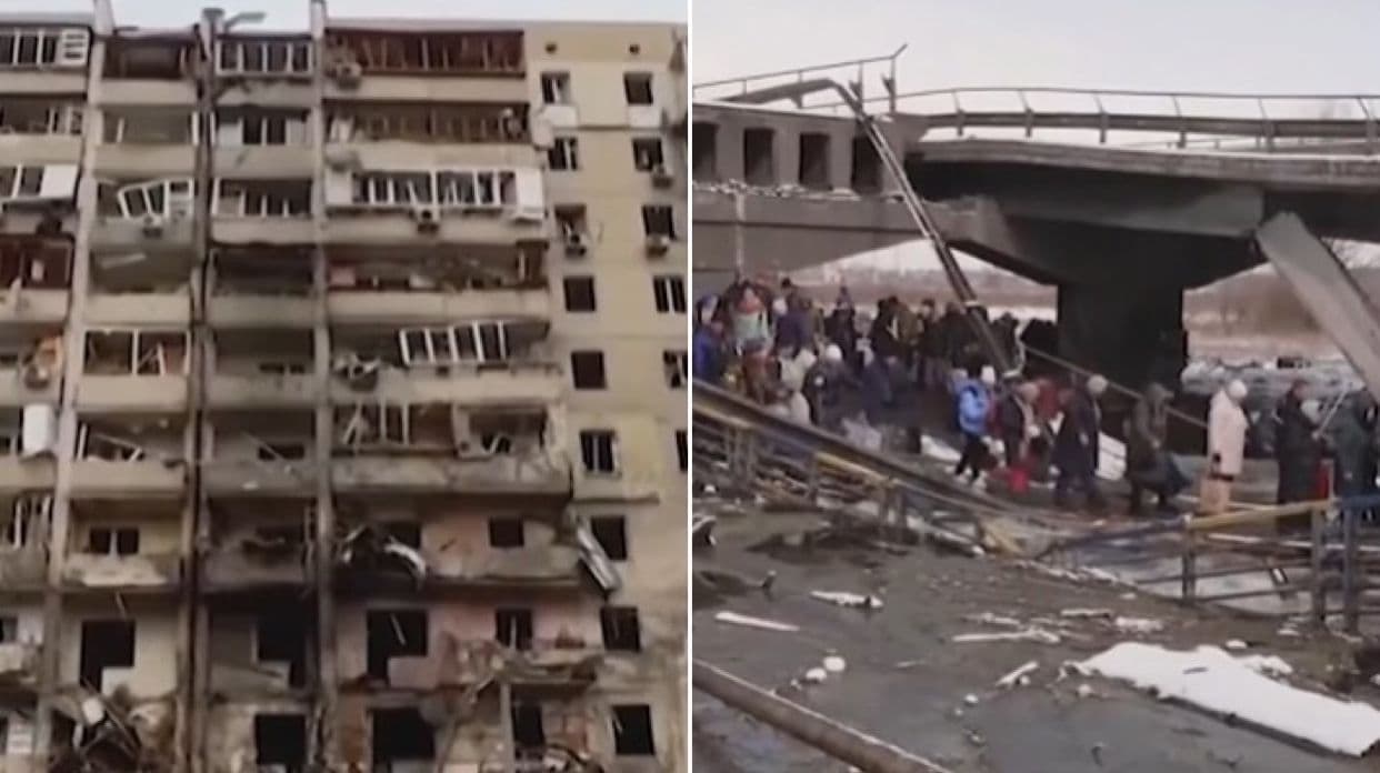 Imagens do conflito há um ano. (Foto: Reprodução/YouTube/CBN News)