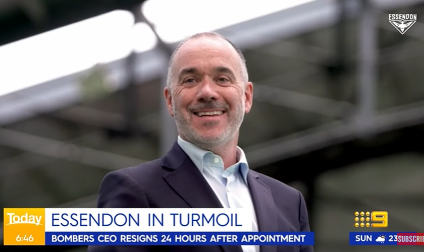 Andrew Thorburn precisou escolher entre o emprego no Essendon ou o cargo na City on a Hill Church. (Foto: Reprodução/YouTube/9 News Australia).
