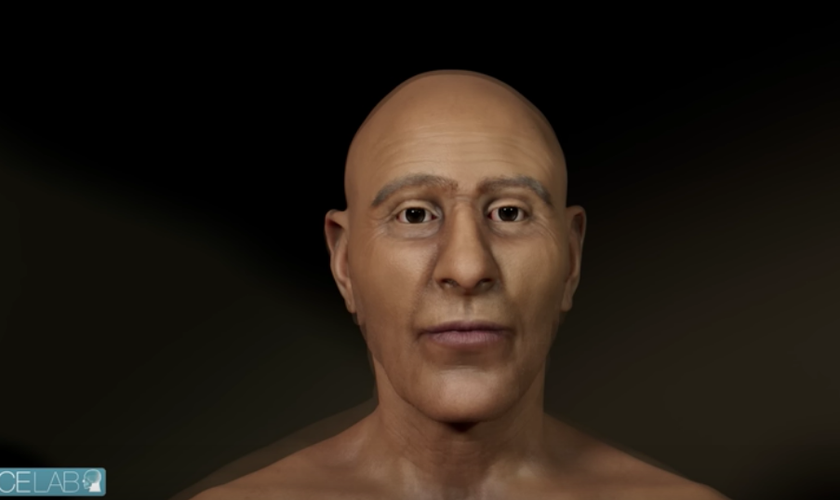 Faraó Ramsés II mostrado em um processo de reconstrução documentado pelo Face Lab na Liverpool John Moores University (Captura de tela/YouTube/Face Lab LJMU)