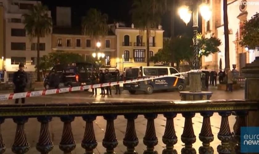 Cena do crime na Espanha. (Foto: Captura de tela/Vídeo Euronews)