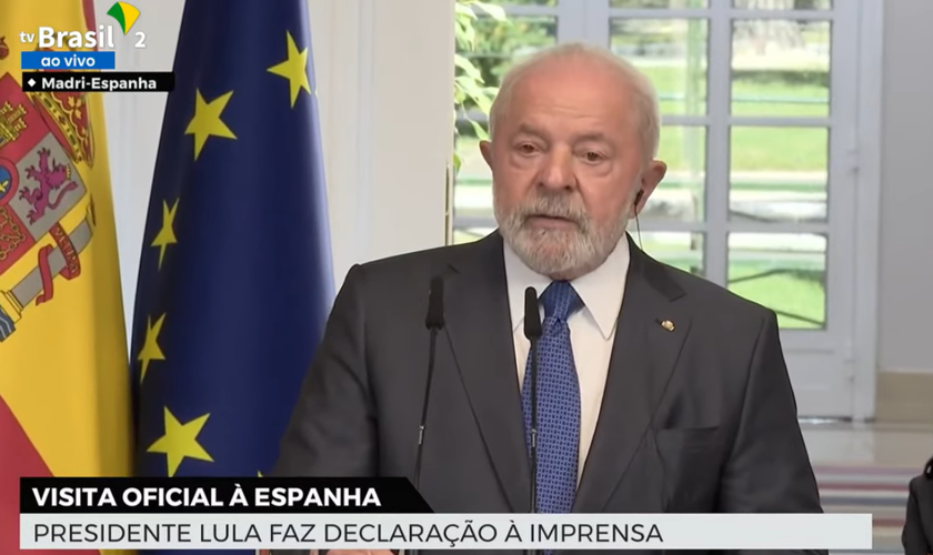 Lula em visita oficial à Espanha. (Captura de tela/TV Brasil)