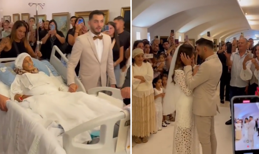 Casamento aconteceu em hospital de Israel. (Captura de tela/Instagram/Jewish Breaking News)