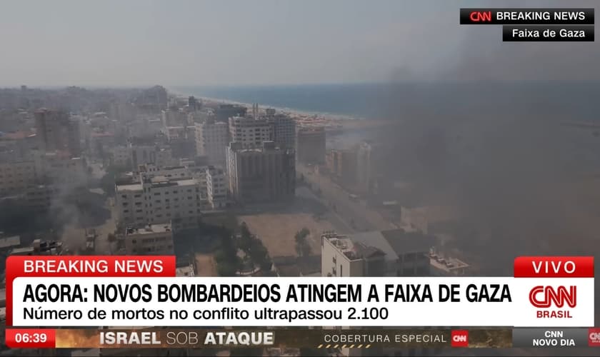Cenário de guerra na Faixa de Gaza. (Captura de tela/YouTube CNN Brasil)