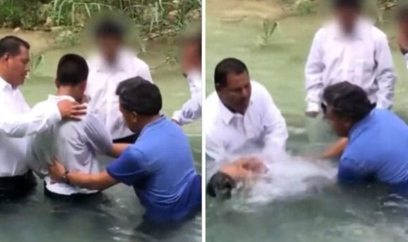 Batismo de cristãos perseguidos no México. (Foto: Reprodução/Facebook/Portas Abertas Espanha)