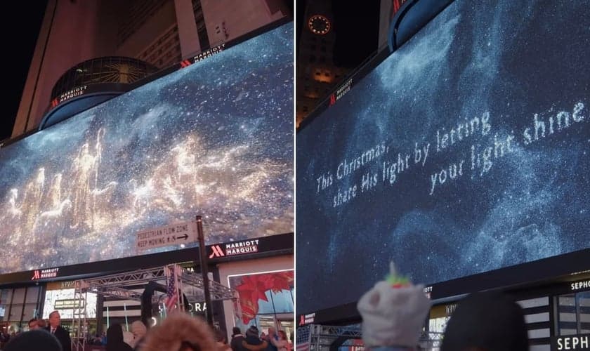 Imagens exibidas na Times Square. (Foto: Reprodução/Instagram/True Millennial)