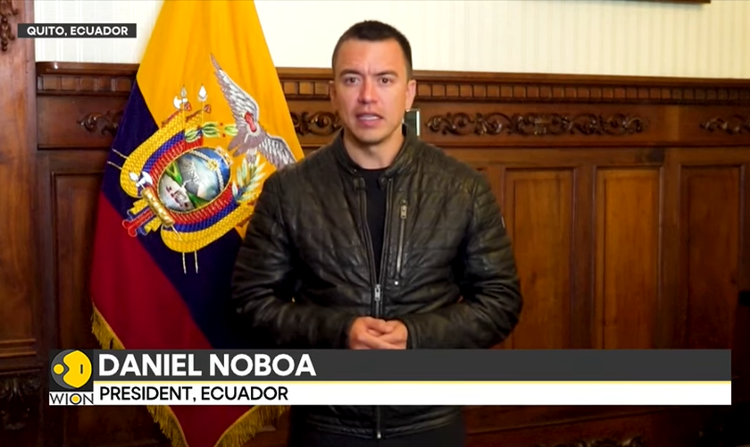 Presidente do Equador, Daniel Noboa. (Captura de tela/YouTube/WION)