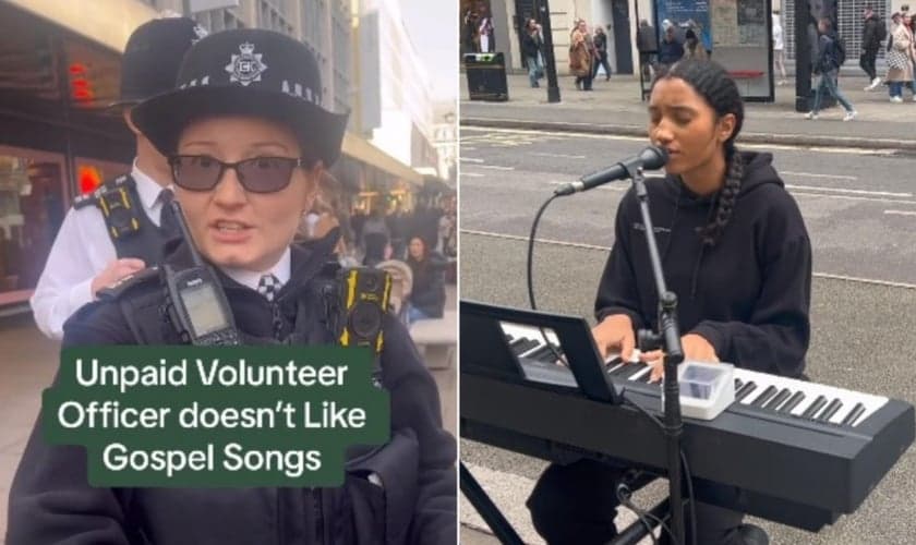 Harmonie foi hostilizada por uma oficial enquanto cantava na Oxford Street. (Foto: Reprodução/YouTube Harmonie/London).