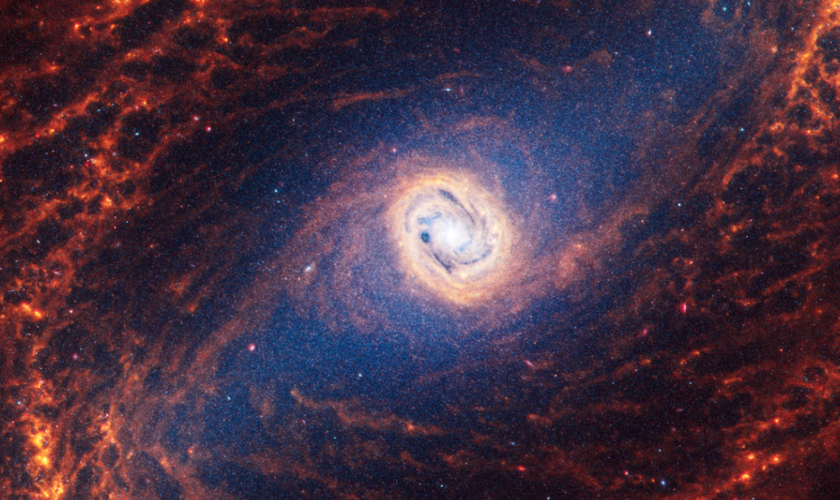 Imagem de galáxia capturada pelo Telescópio Espacial James Webb. (Foto: NASA, ESA, CSA, STScI, Janice Lee [STScI], Thomas Williams [Oxford], equipe PHANGS)