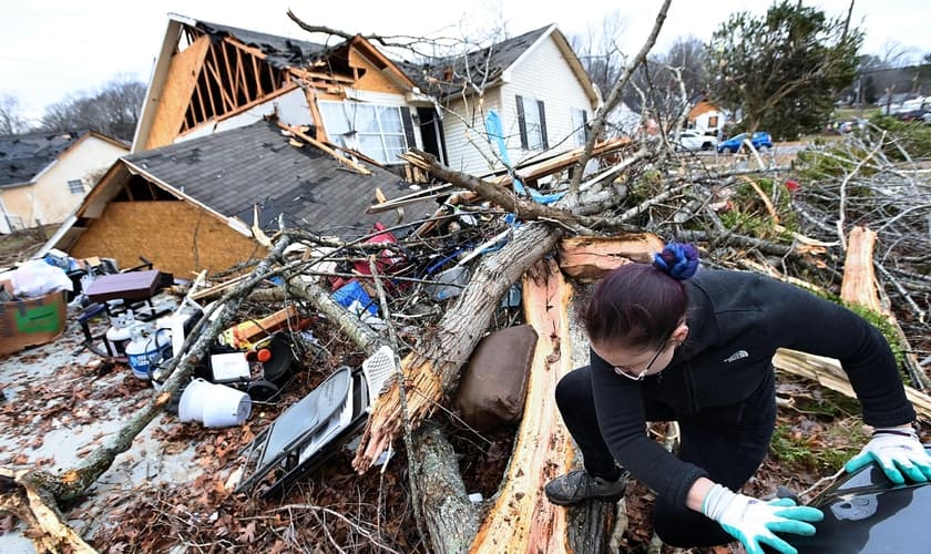 Tornado atinge sul dos EUA. (Foto: Reprodução/CBN News)