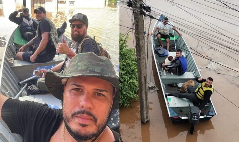 O barco de uma equipe de voluntários salvou muitas pessoas. (Foto: Instagram/Tatiele Oliveira).
