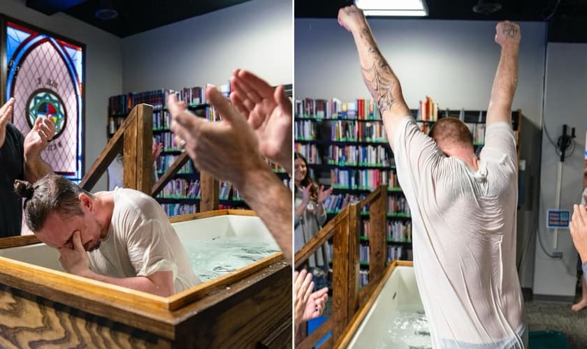 Batismo na prisão. (Foto: Reprodução/Instagram/God Behind Bars)