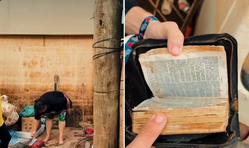 Bíblia foi encontrada em meio ao entulho. (Foto: Reprodução/Instagram/Zion Church São Paulo).