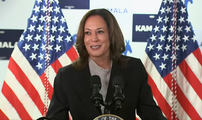 Kamala Harris discursa na sede eleitoral de Delaware. (Captura de tela/YouTube/Fox4Dallas)