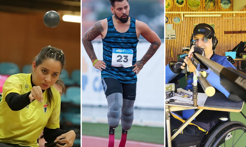 Os atletas paralímpicos brasileiros Andreza Vitória, Alan Fonteles e Alexandre Galgani. (Fotos: Instagram)