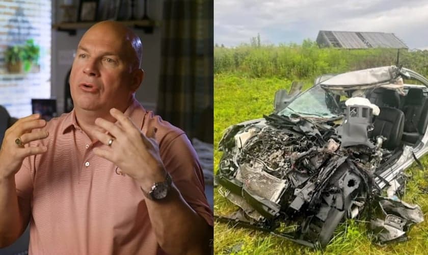  Toby Hemphill sobreviveu a um grave acidente de carro. (Foto: Reprodução/YouTube/The 700 Club).