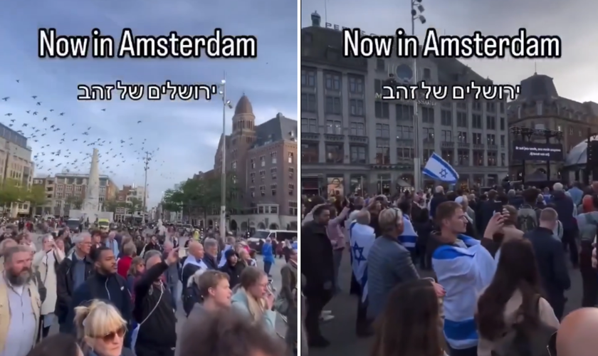 Cristãos cantam nas ruas de Amsterdã. (Captura de tela/Instagram/hnaftali)