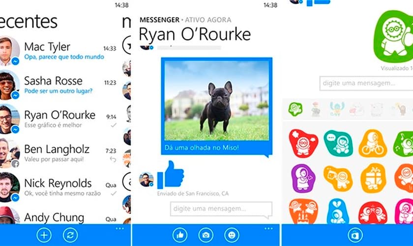 Facebook Messenger é totalmente integrado com a rede social e oferece bastantes funções no Windows Phone