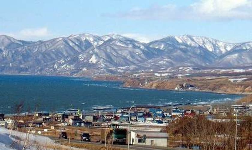Imagem da praia de Hokkaido que pode ser atingida por ondas enormes de tsunami