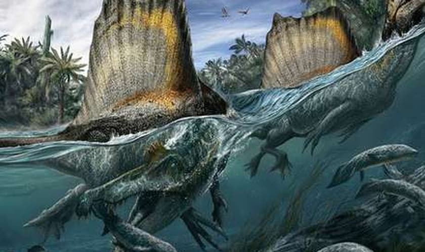 O espinossauro é o maior animal carnívoro conhecido e se alimentaria de tubarões e peixes gigantes