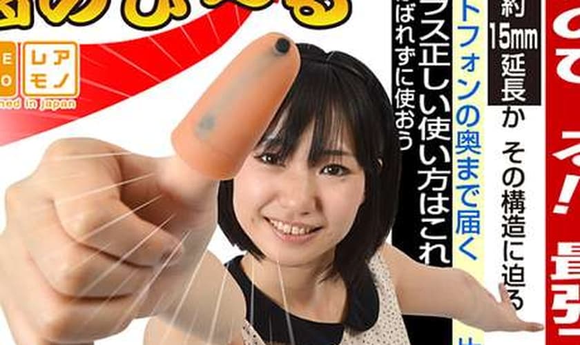Chamado de Yubi Nobiiru, o dedo "postiço" adiciona 15 milimetros ao membro e foi desenhado para ser usado na manipulação de smartphones com a tela larga