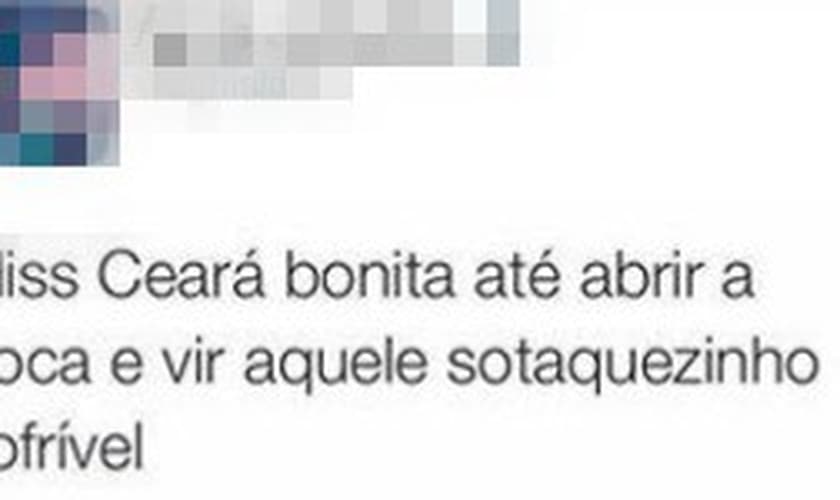Internauta se refere ao sotaque da cearense como 'sofrível'