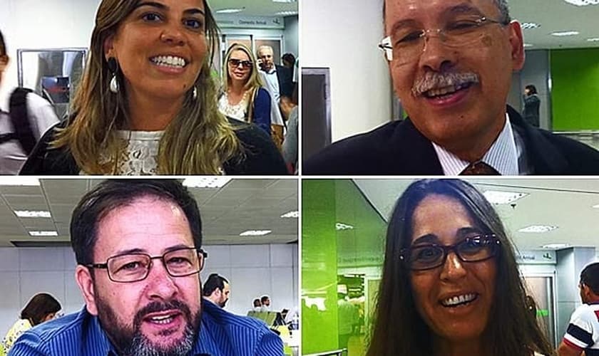 Passageiros do 'voo da premonição' ao desembarcarem em Brasília na manhã desta quarta-feira (26) (Foto: Isabella Formiga/G1)