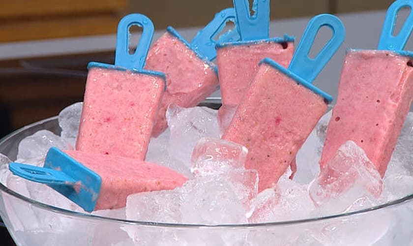 Picolé de banana e morango